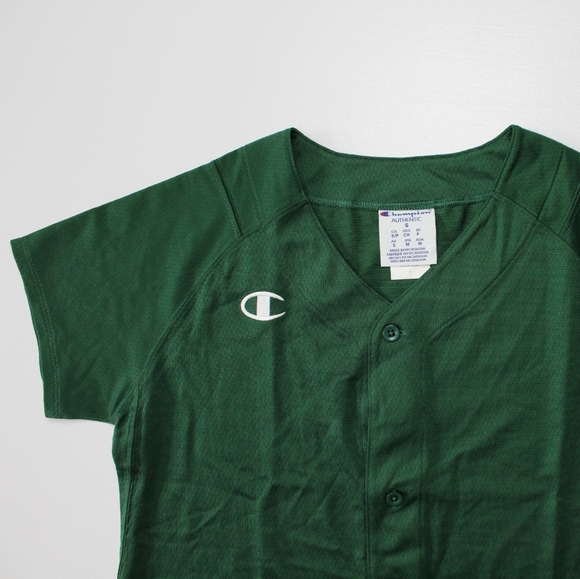 Champion Full Button Short Sleeve Green Jersey - Picture 3 of 6